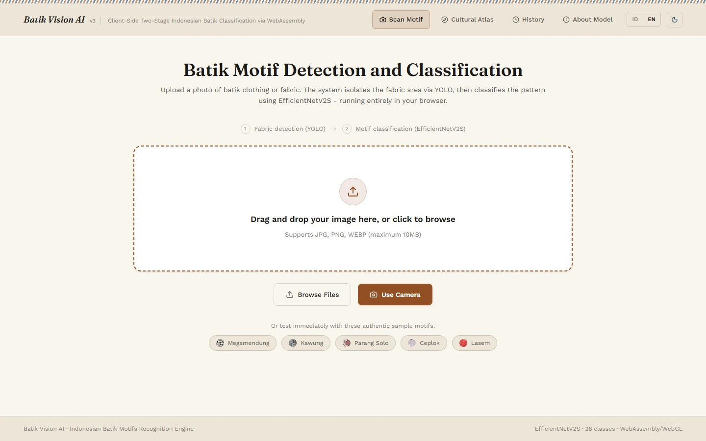 Batik Vision AI: In-Browser Recognition Engine screenshot 1