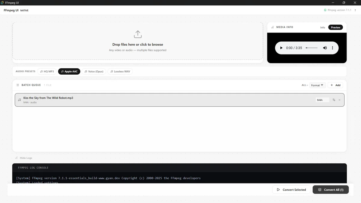 FFmpeg Web UI: Visual Converter screenshot 1