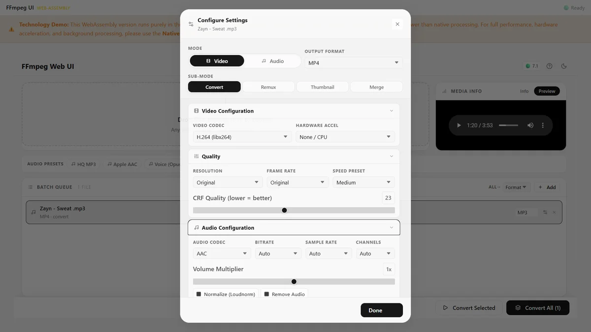 FFmpeg Web UI: Visual Converter screenshot 2